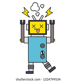 tira cómica de un mal funcionamiento de un robot