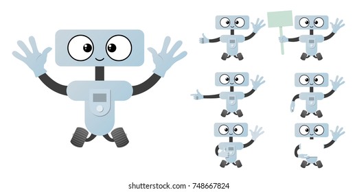 Cute cartoon robot set