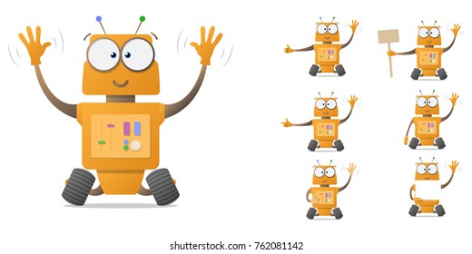 Cute cartoon robot set