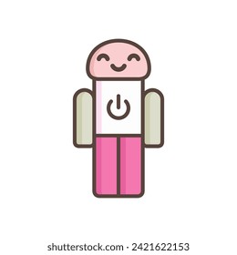 Cute cartoon robot vector illustration. Kawaii robot.