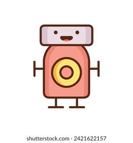 Cute cartoon robot vector illustration. Kawaii robot.