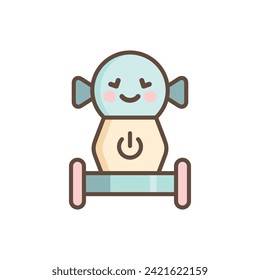 Cute cartoon robot vector illustration. Kawaii robot.