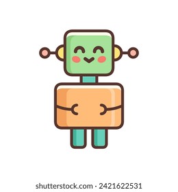 Cute cartoon robot vector illustration. Kawaii robot.