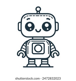 Cute Cartoon Robot Vector Illustration