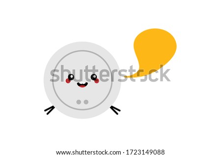 Cute cartoon robotic vacuum cleaner character with speech bubble, talking, giving advice or information. 

 Stock photo © 