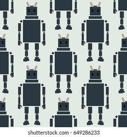 Cute cartoon robots seamless pattern for fabric textile, wrapping paper or wallpaper. Vector Illustration