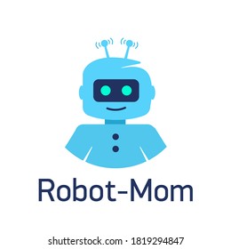 Cute cartoon robots. Sign Robot head, avatar or chat bot for website. Vector illustration Isolated on white background.