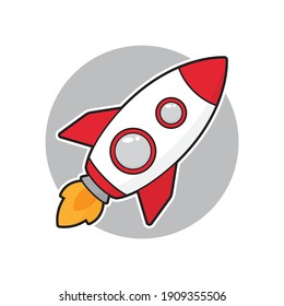 Cute cartoon rocket ship vector illustration.