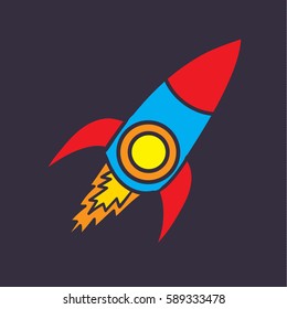 cute cartoon Rocket vector, Rocket doodle