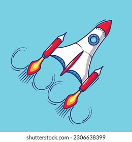 Cute cartoon rocket vector illustration icon isolated. can used for anything like flyer, banners, icon, and etc.