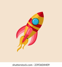 cute cartoon rocket, vector isolated on white background, very suitable for children's educational books, and coloring books,