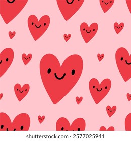 Cute Cartoon Romantic Print with heart in flat style
