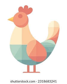 Cute cartoon rooster farm animal icon isolated