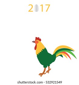 cute cartoon Rooster isolate standing bright background vector illustration