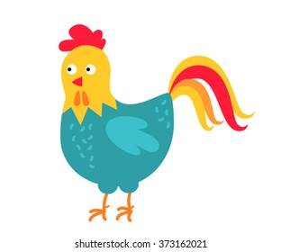 Cute cartoon rooster vector illustration. 