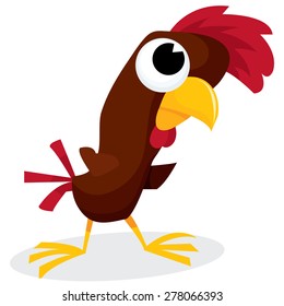 A cute cartoon rooster vector stock illustration.