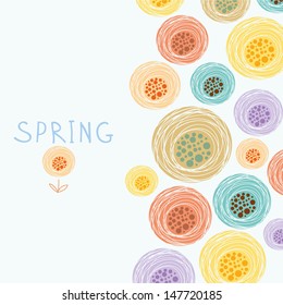 Cute cartoon  roses in vector. Stylish floral card. Summer background in bright colors.