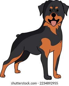 Cute cartoon Rottweiler vector file with color