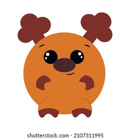 Cute cartoon round Deer. Draw illustration in color