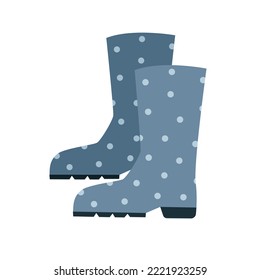  Cute cartoon rubber boots with pattern isolated on white background.Vector illustration