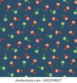 Lindo Ron Rum botella de fondo de patrón sin costura. Ilustración vectorial.