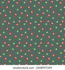 Cute Cartoon Rum bottle Seamless Pattern background. Vector illustration.