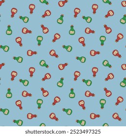 Cute Cartoon Rum bottle Seamless Pattern background. Vector illustration.