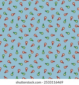 Cute Cartoon Rum bottle Seamless Pattern background. Vector illustration.