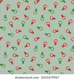 Cute Cartoon Rum bottle Seamless Pattern background. Vector illustration.