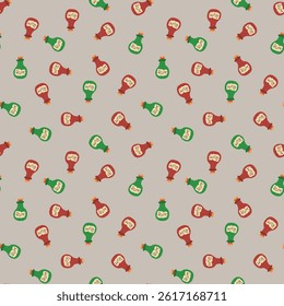 Cute Cartoon Rum bottle Seamless Pattern background. Vector illustration.