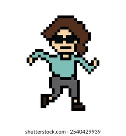 Dibujos animados lindos correr ejercicio píxel de dibujos animados 8bit personaje mujer mujer carrera o correr jog cardio estilo de vida para decoración estilo de vida 8 bit femenino jog maratón ejercicio Vector.