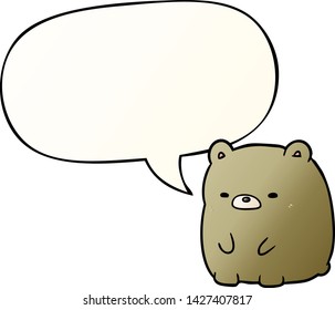 cute cartoon sad bear with speech bubble in smooth gradient style