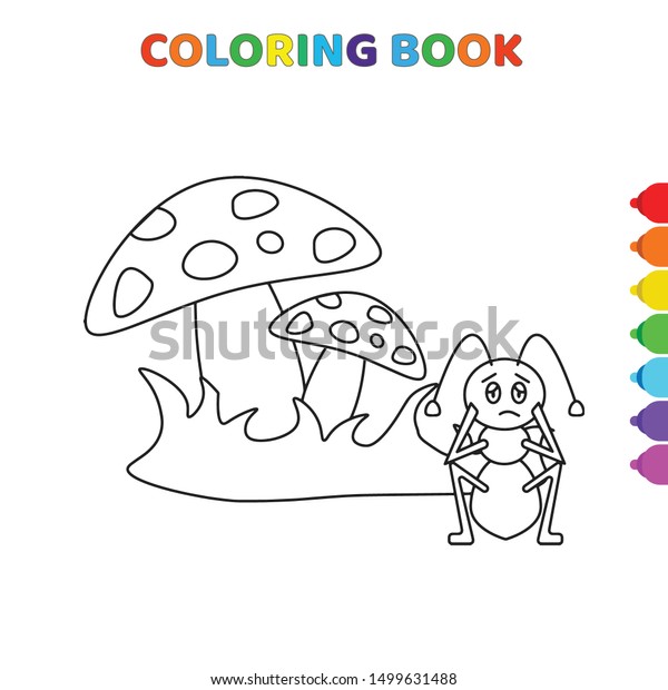 Cute Cartoon Sad Bug Sitting Behind Stock Vector (Royalty Free ...