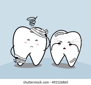 cute cartoon sad tooth 