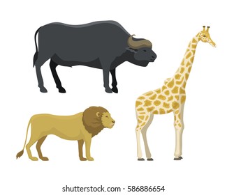 Cute cartoon safari animals vector illustration.