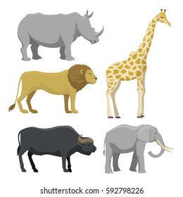 Cute cartoon safari animals vector illustration.