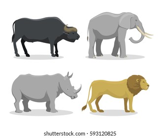 Cute cartoon safari animals vector illustration.