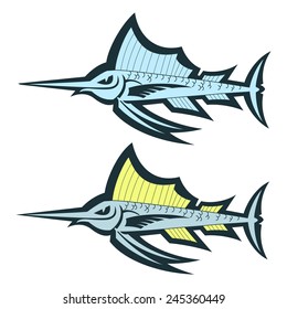 cute cartoon sailfish vector illustration