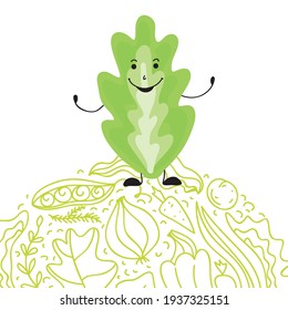 Cute cartoon salad. Vector illustration