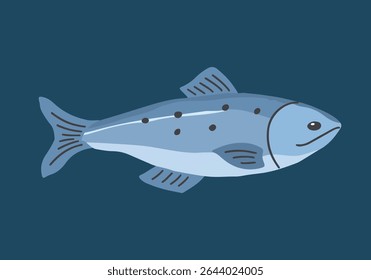 Cute Cartoon Salmon. sea animal. Fish image icon. Vector Illustration.
