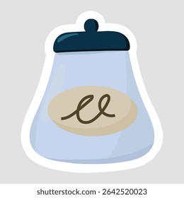 Cute Cartoon Salt Shaker Sticker. Adorable vector illustration sticker of a salt shaker, ideal for kitchen, cooking, and food seasoning themes