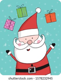 Cute cartoon santa claus christmas card