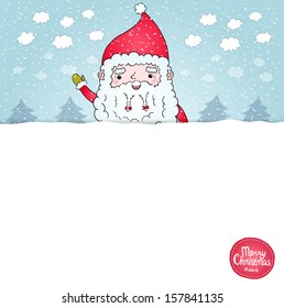 Cute cartoon Santa Claus Christmas card 