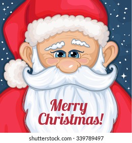 Cute cartoon Santa Claus with Christmas greetings, eps10