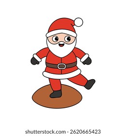 Cute cartoon Santa Claus dancing joyfully.