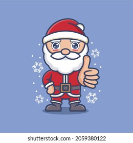cute cartoon santa claus gives a like sign. vector illustration for mascot logo or sticker