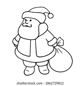 Cute cartoon Santa Claus. Hand drawn doodle vector illustration for Christmas and New Year greeting Cards . Isolated on white background. 