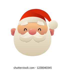 Cute cartoon Santa Claus head on white background isolated