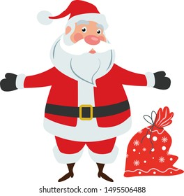 Cute cartoon Santa Claus on white background