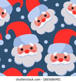 Cute cartoon santa claus seamless pattern. New Year and Christmas pattern. For the design of packaging, fabric, paper, etc.
